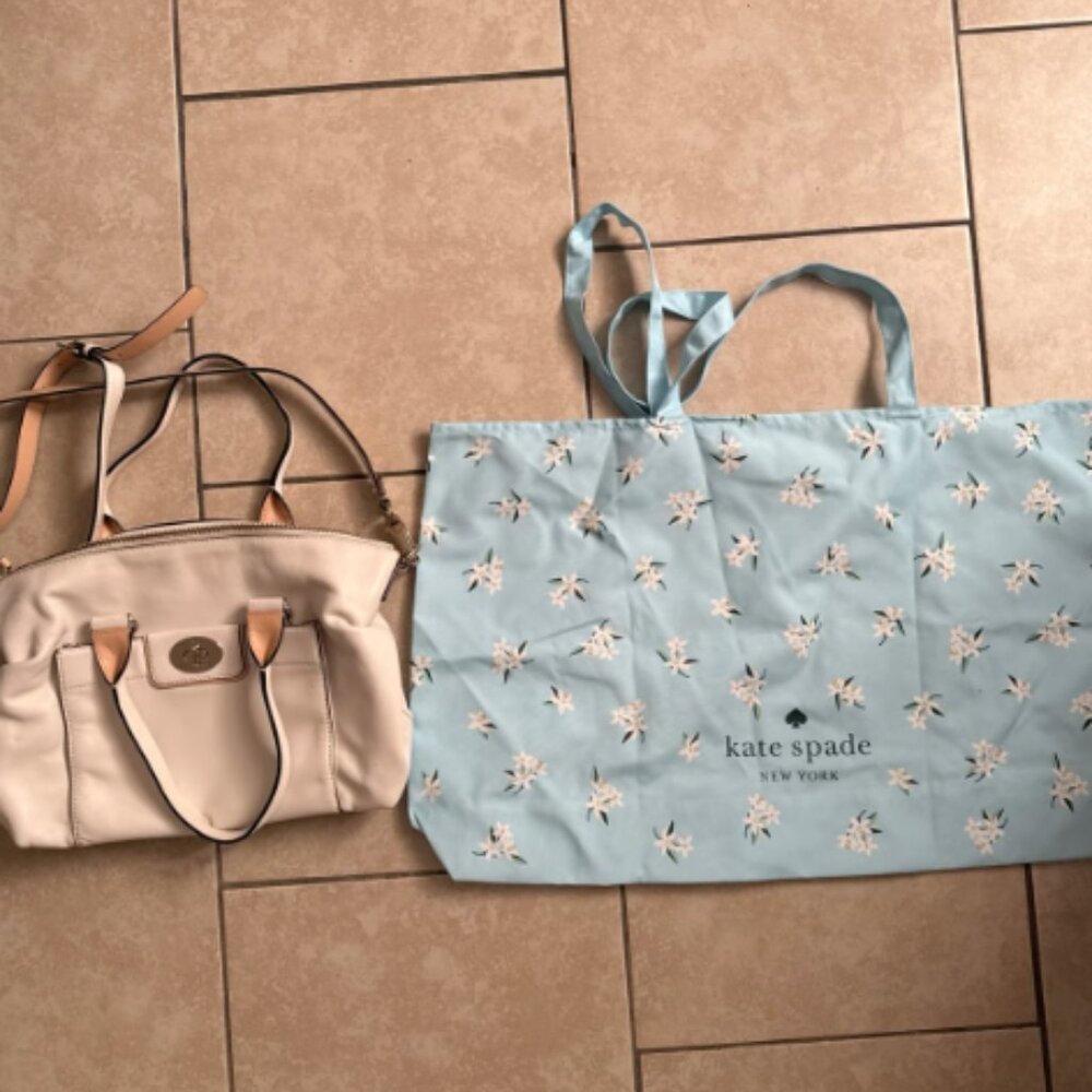 Kate Spade White Leather Convertible Bag and Floral Tote Bundle